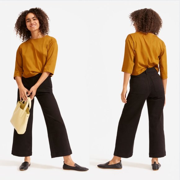 Everlane Denim - Everlane Wide Leg Crop Jeans In Black - Size 2